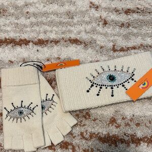 Eye Design Knit Headband and Gloves Set Kurt Geiger